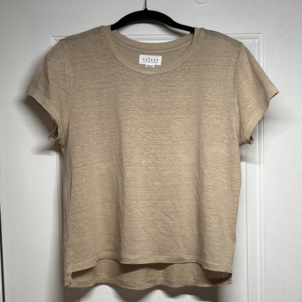 Velvet by Graham & Spencer Casey Linen Crew Neck Tee in - Picture 2 of 8